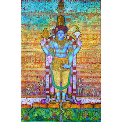 Vaibhava Govinda Hand-Painted Acrylic Canvas Contemporary Krishna Art by Dhanu Andluri – Spiritual Wall Décor