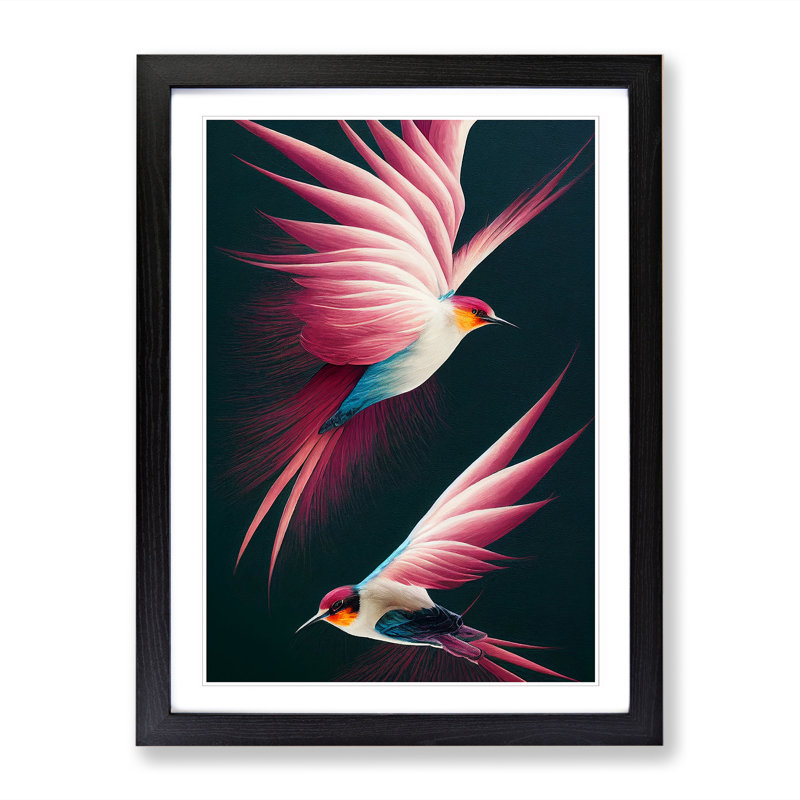 Swallow Birds - Single Picture Frame Print, Black, 64cm H x 46cm W x 2cm D