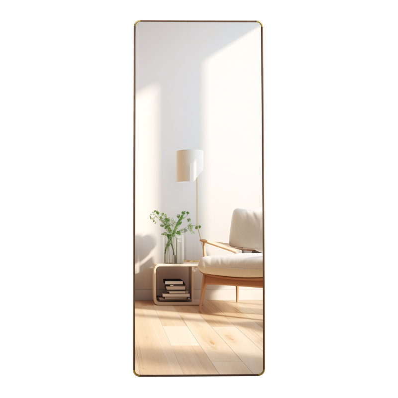 Kalianne Wood Rectangle Mirror, Walnut, 65" H x 23.2" W