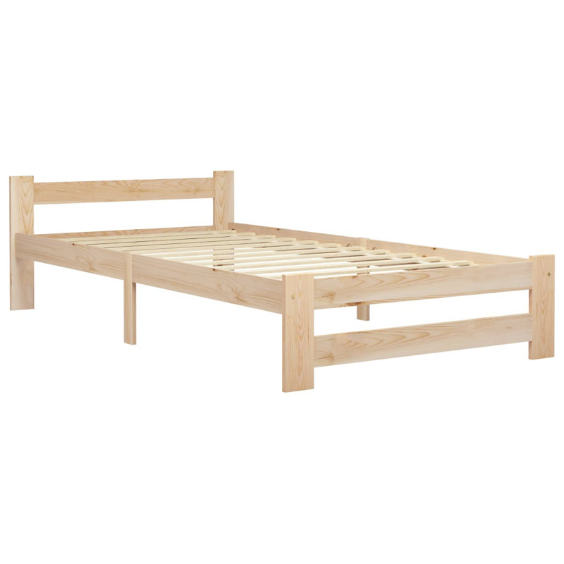 Berna Solid Wood Bed, Light Brown, European Single (90 x 200cm)