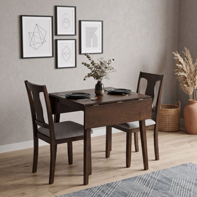 Ensemble de table de salle à manger à abattants 3 pièces pour 2 personnes avec table pliante et 2 chaises rembourrées en lin pour appartement