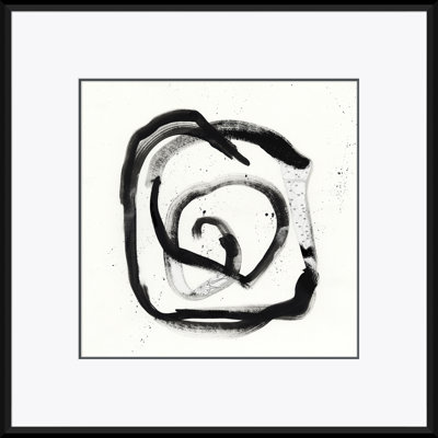 «Black and White Abstract No. 8» par David Phoenix - Peinture encadrée sur papier