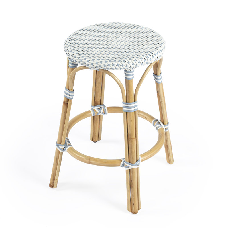Tabouret de bar et de comptoir en rotin tissé à la main Alastair, Tabouret de comptoir (siège d'une hauteur de 24 p