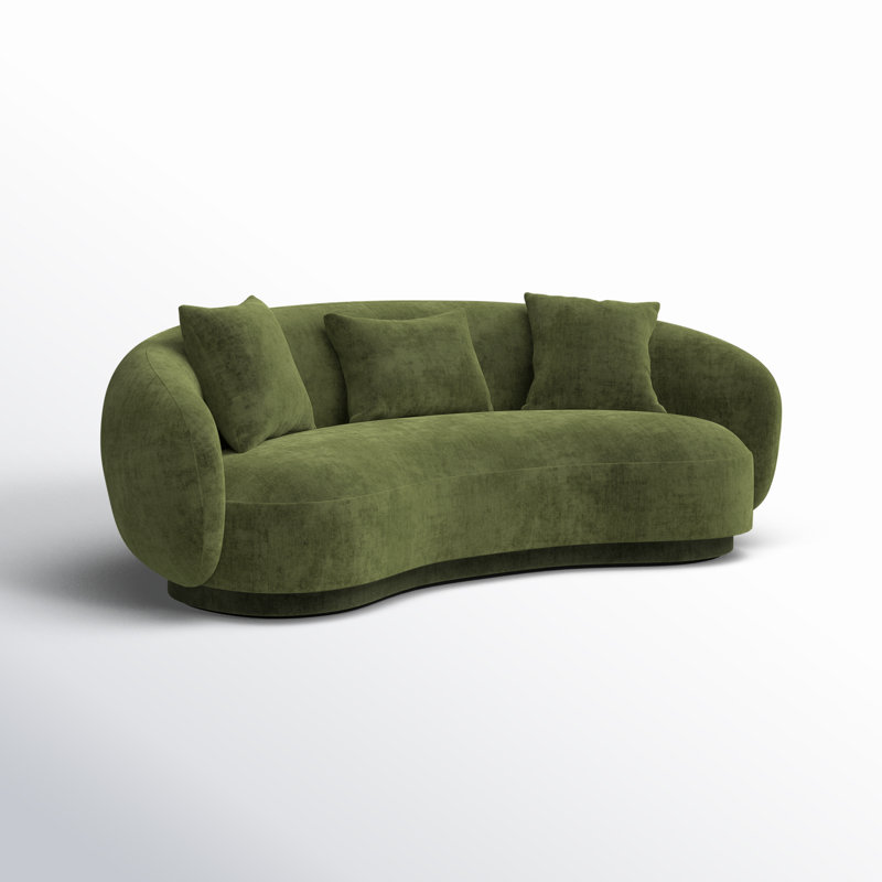 Canapé à accoudoirs encastrés Rollin, Velours vert délavé