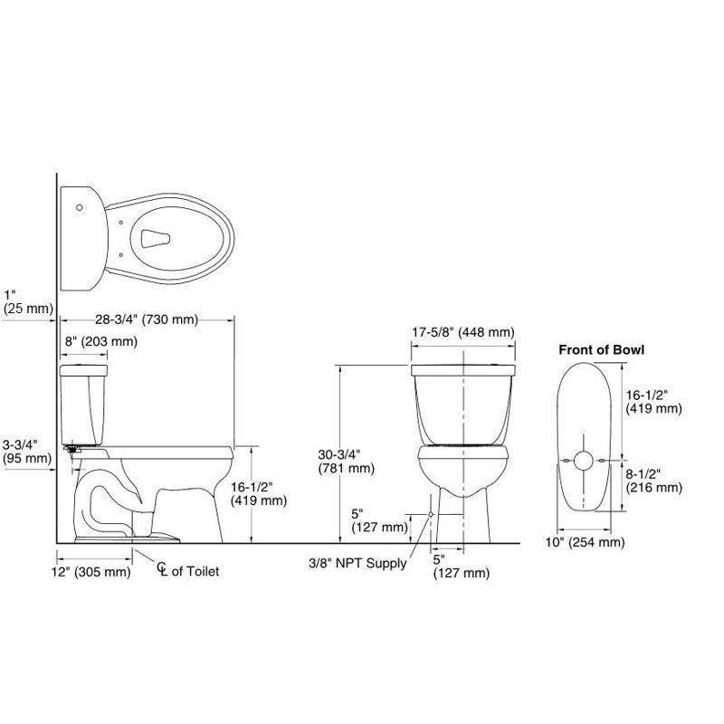 Cimarron Comfort Height 1.28 GPF Elongated Two-Piece Toilet, White