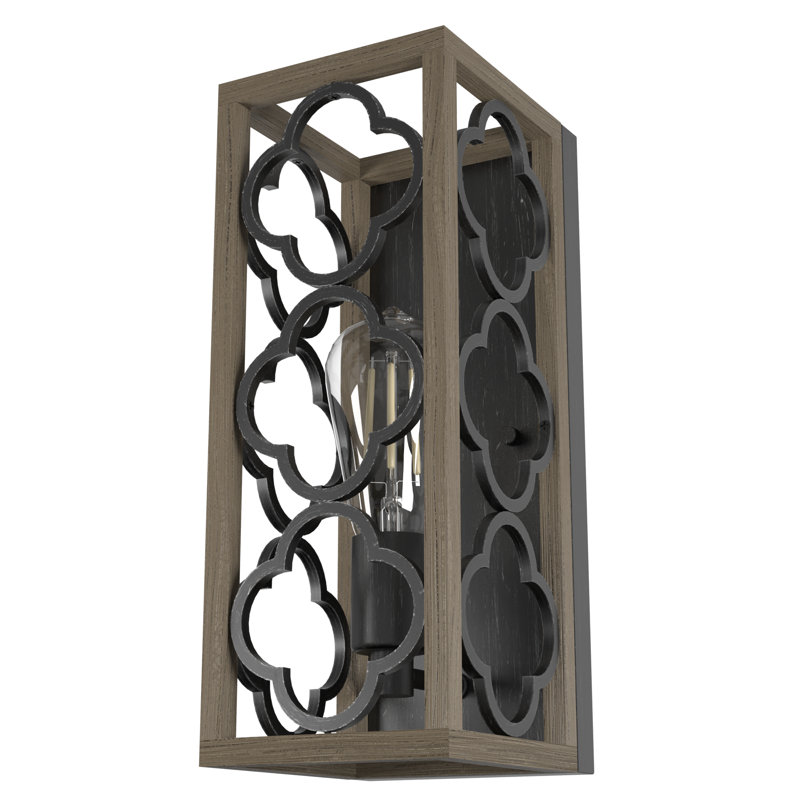 Gablecrest 1 - Light Flush Mounted Wall Sconce, Oak/Black