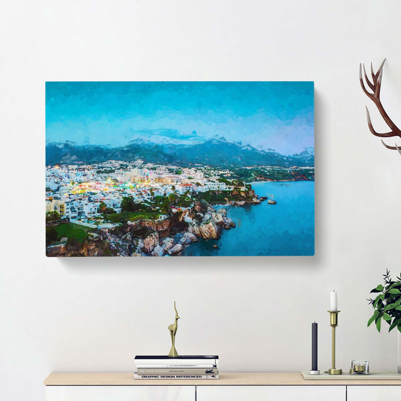 Skyline Of Nerja In Spain In Abstract - Wrapped Canvas, 40cm H x 60cm W x 3cm D