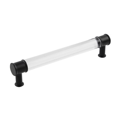 Midway Collection Bar Pull - 6-5/16" Center to Center Cabinet Pull Crysacrylic with Matte Black - Contemporary Hardware for Drawers & Cabinets 