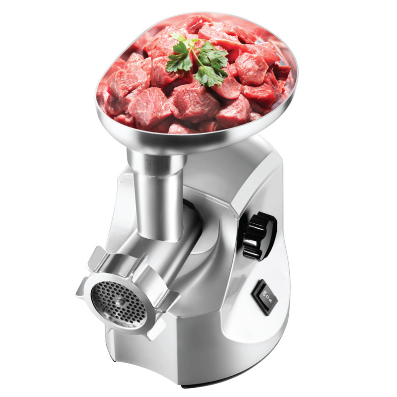 Broyeur à viande électrique 700 watts avec 3 assiettes de broyage en acier inoxydable, 3 kibbehs de saucisson, fixation en & 2 interrupteurs de sécurité Specialty