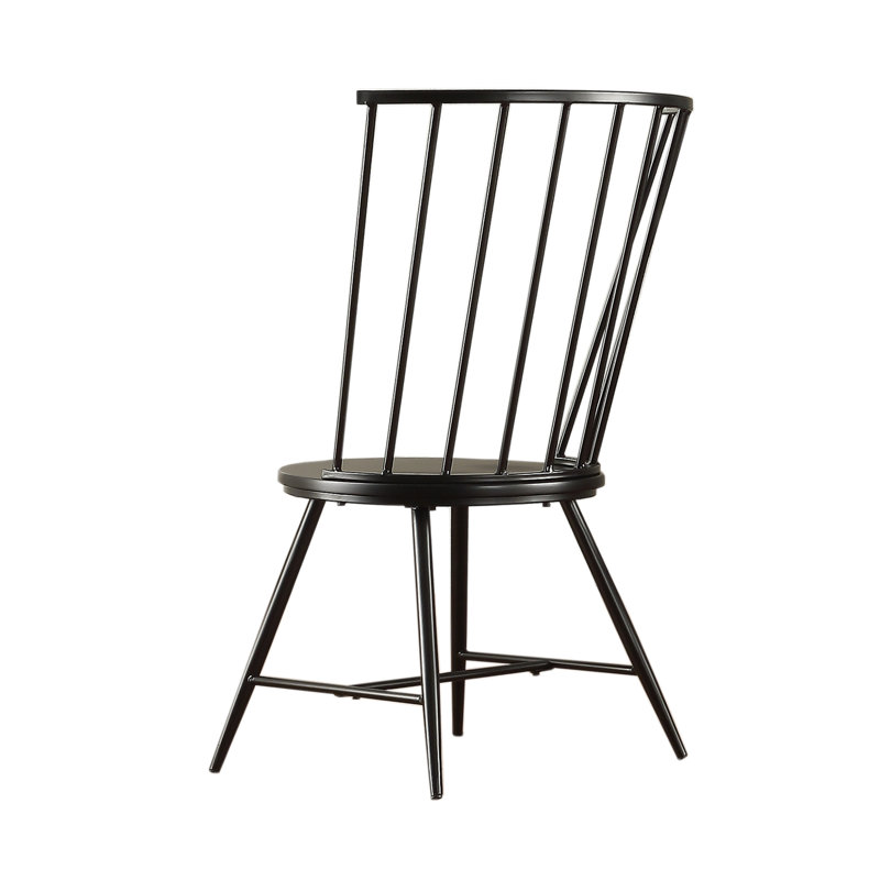 Chaise d'appoint en métal à dossier à lattes Kennamer, Noir