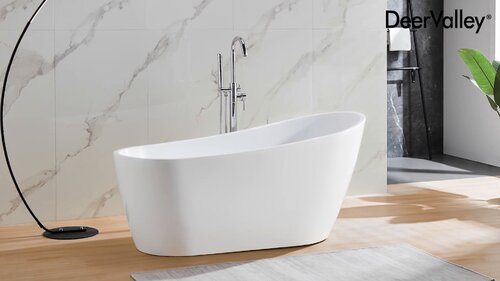 Veebath Aruba Bath Freestanding Double Sided Acrylic Glossy White