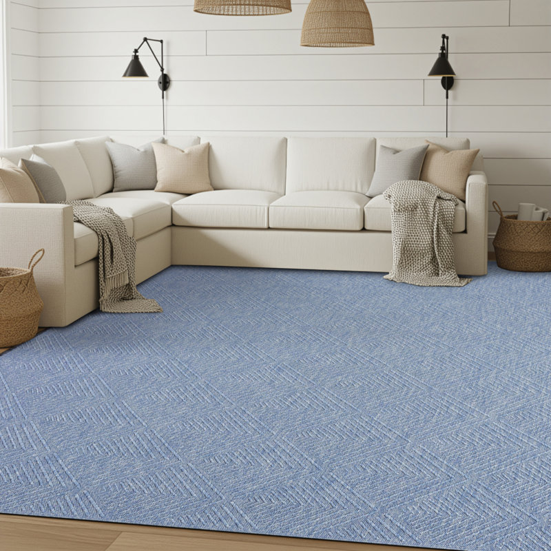 Tapis bleu antidérapant Breneisha, Rectangle 8 pi 10 po x 12 pi 2 po