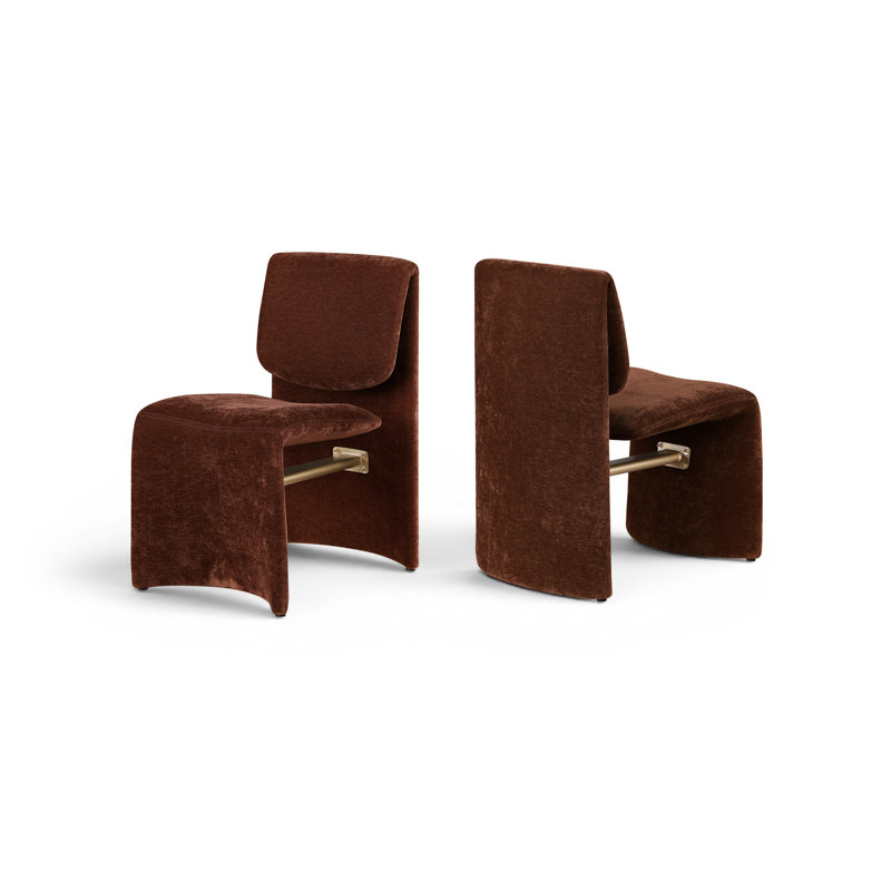Chaise rembourrée Slique, Tissu en polyester bourgogne