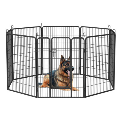 Parc d'extérieur robuste pour animaux de compagnie de 40 po. Fabrication en métal, rouille. Sécuritaire et confortable pour les animaux. Pliable, portable. Assemblage facile. Enclos d'extérieur pour chien polyvalent et polyvalent - 40 po. Matériau, imperméable.