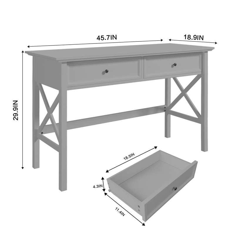 Jawanna 45.7'' Desk with Drawers, Gray