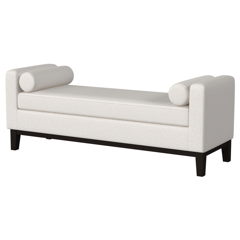 Banc d'appoint rembourré avec accoudoirs vanille, Beige