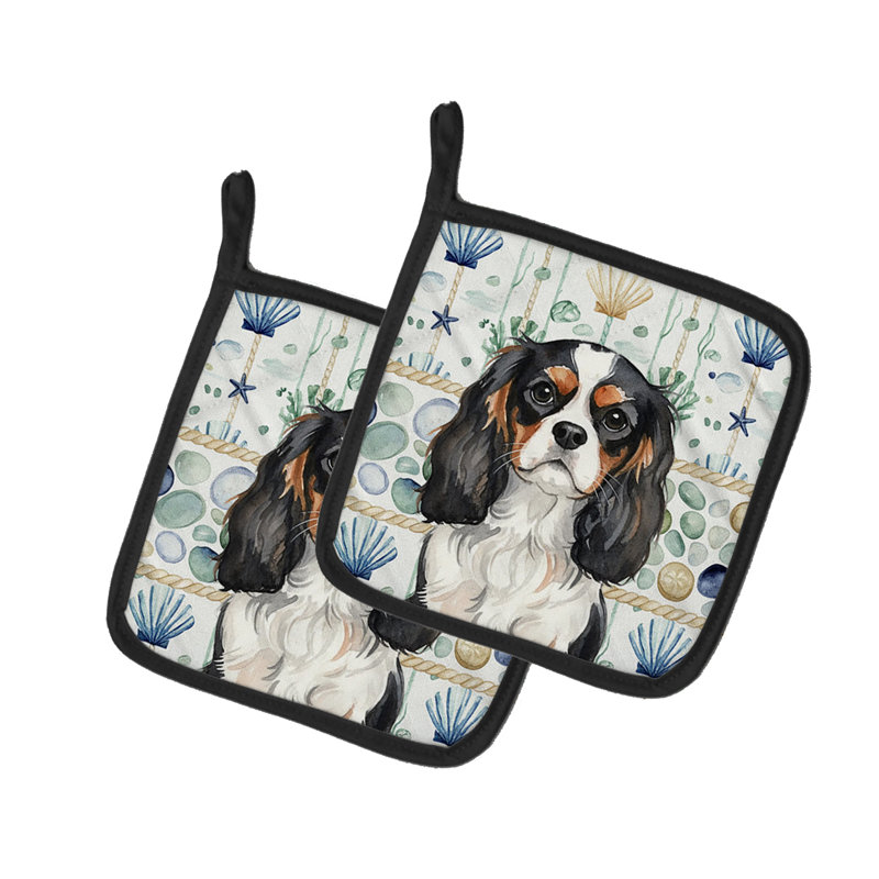 Paire de poignées tricolores Cavalier Spaniel