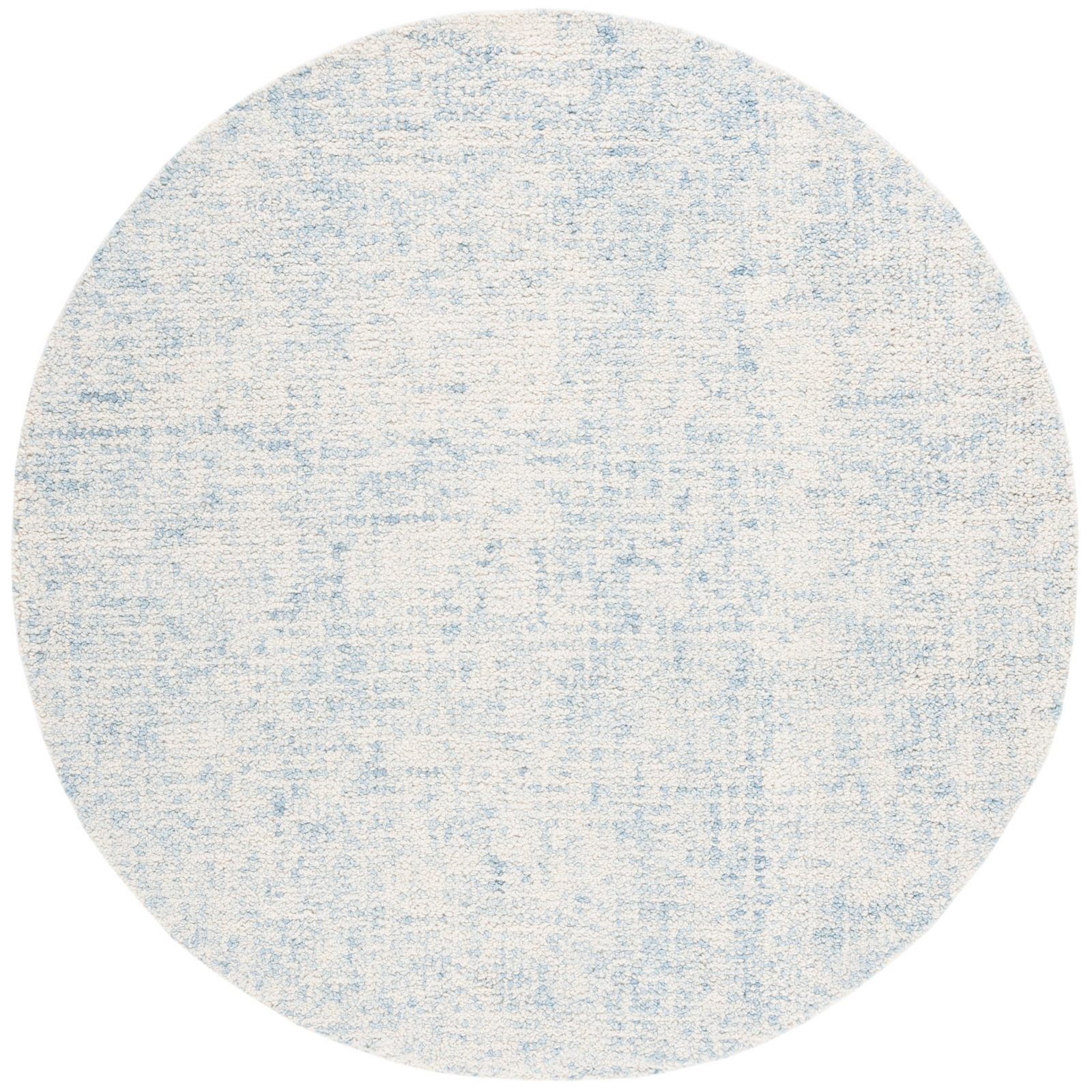 Fredi Abstract Hand Tufted Wool/Cotton Area Rug in Light Blue/Ivory, Round 6'