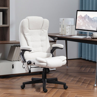 Fauteuil de massage vibrant rose avec chaleur, inclinable, matériau confortable, siège rembourré, réglable en chaleur et bureau à 6 points en rose, fabrication respirante à haut dossier,