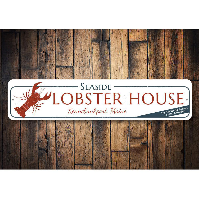 Panneau en aluminium Seaside Lobster House, H 4 po x l 18 po x P 0,04 po