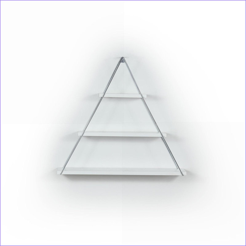 Wall Shelf | Rustic Floating Metal Triangle Shelf | White, Chrome Silver | White | Metal, White