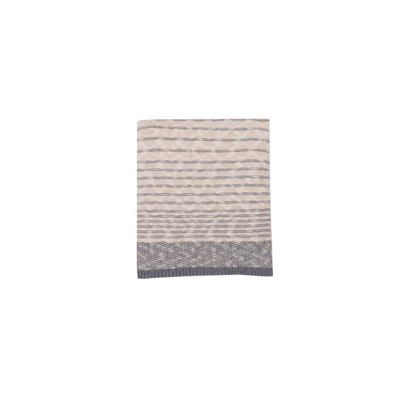 Knitted Throw Blanket, Natural/Gray