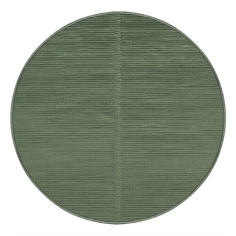 Machine Washable Solid Green Area Rug, Round 3'