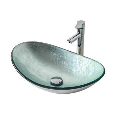 Lavabo de salle de bain en verre trempé Silver Boat