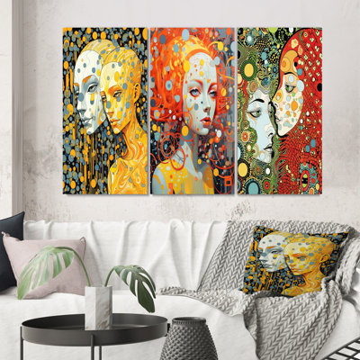 " Hot Robots In Love Retro Illustration " 3 - Pieces