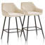 Velvet/Suede Upholstered Bar Stools with Armrests & Diamond Tufting-618645184