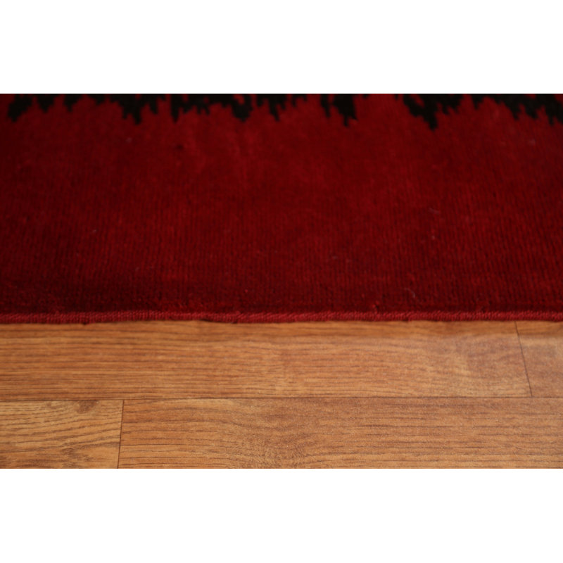 Tapis oriental rouge en laine Gabbehh fait à la main 10 x 13