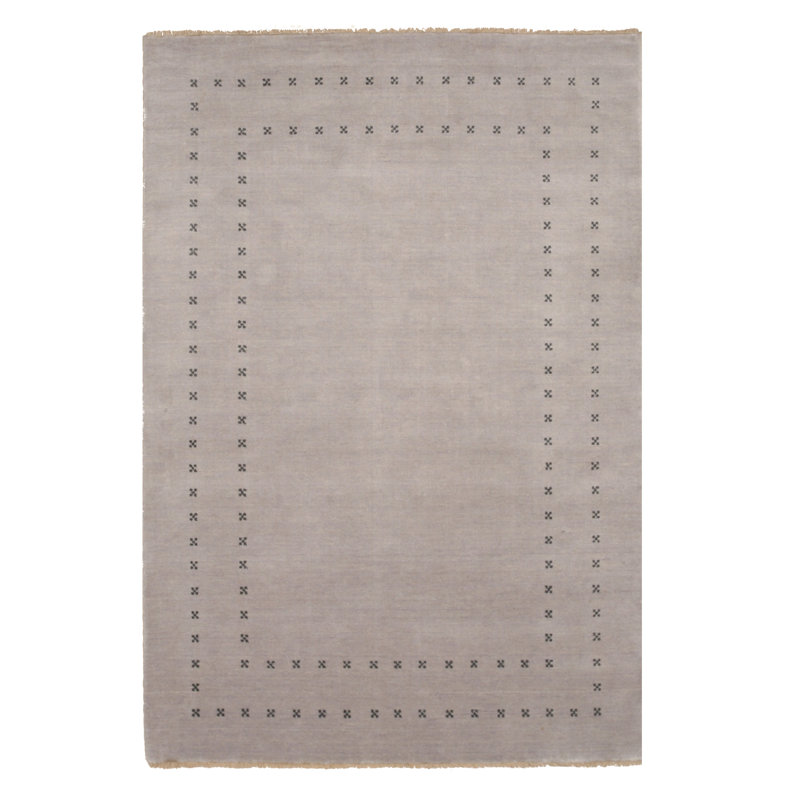 Northome Silver Handmade Wool Rug, Rectangle 6' x 9'