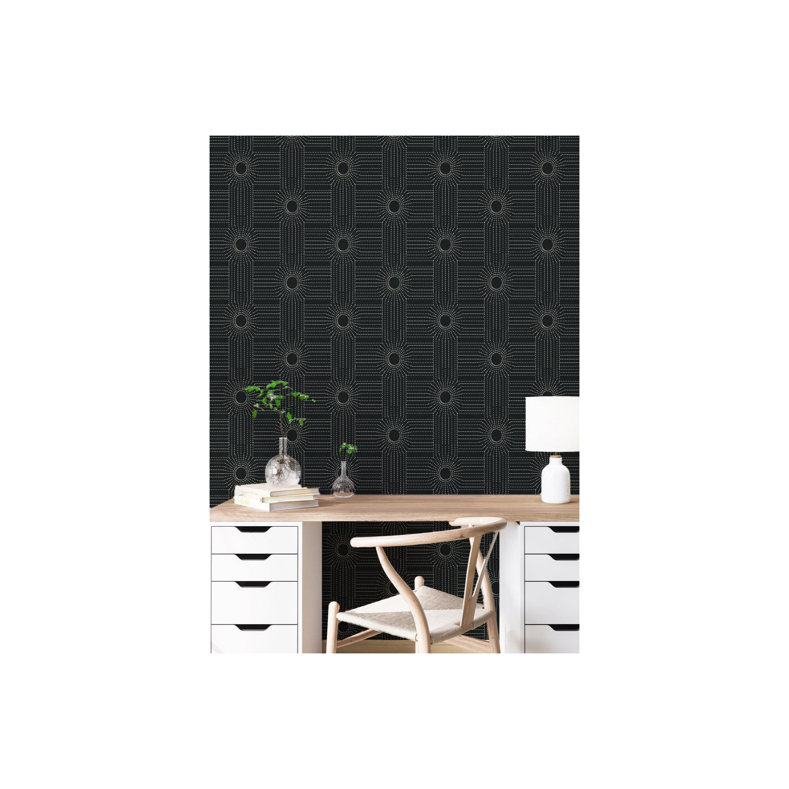 CoEd Wacker Peel & Stick Wallpaper Tile, Onyx, Non-pasted