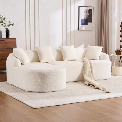 Canapé polyvalent en chenille de grain de bois avec méridienne et coussins pour la maison