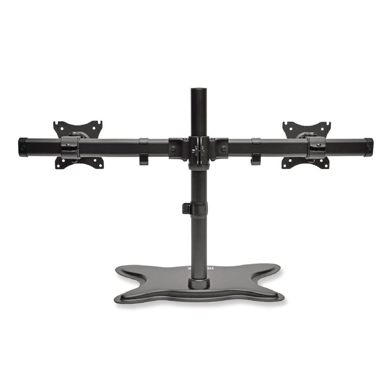 Black Steel Full-Motion Dual Monitor Desktop Stand