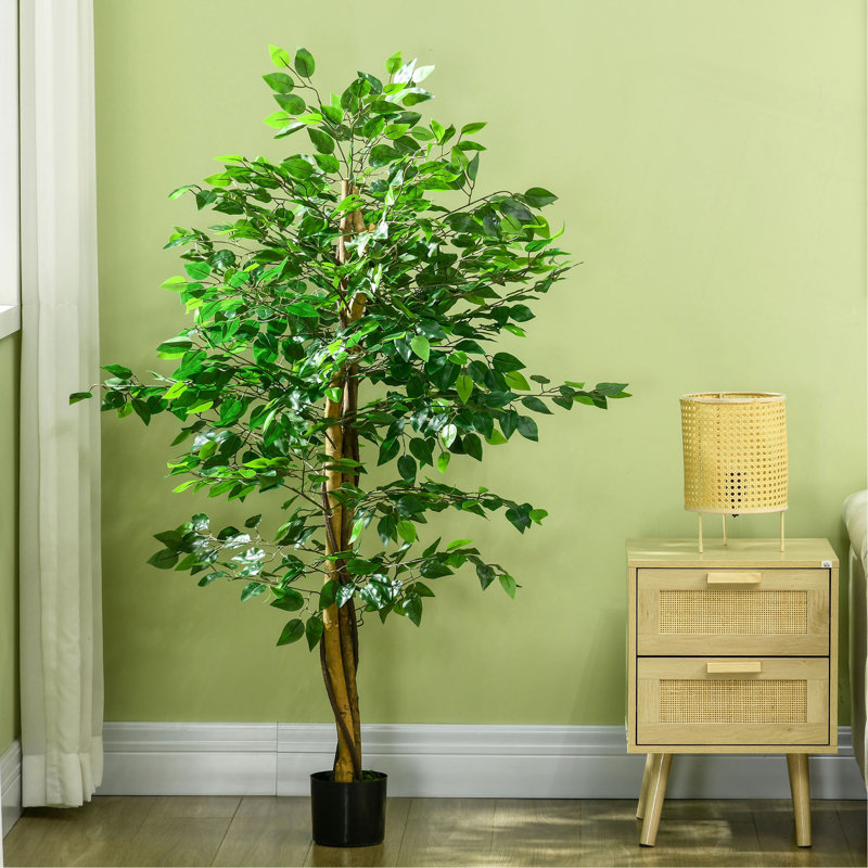 Ficus artificiel avec pot, plante artificielle d'extérieur pour la décoration de salon de bureau à domicile