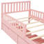 Lit plateforme simple en bois rose avec garde-corps et fonction de rangement