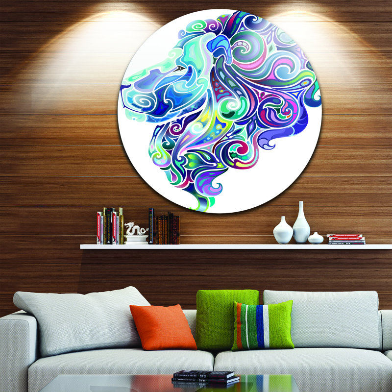 « blue lion abstract art », impression, H 23 po x l 23 po x P 1 po, Métal