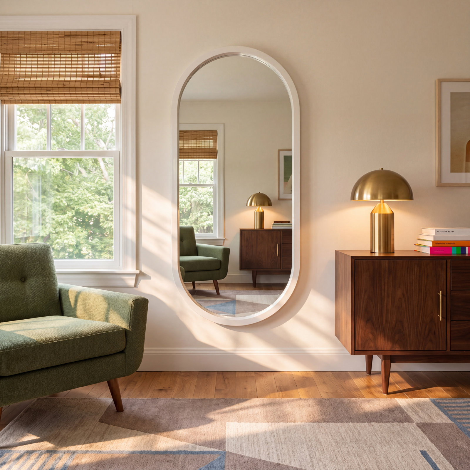Osman Glossy Intense Rust Wall Mirror, White