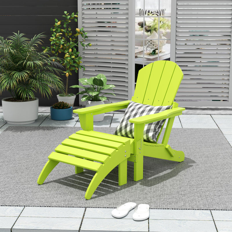Chaise Adirondack pliante en plastique avec repose-pieds Laguna, Lime