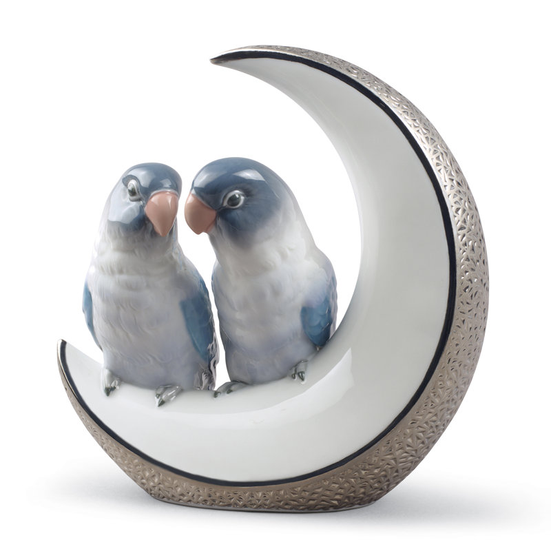 Figurine oiseaux Fly me to the Moon, Lustre argenté