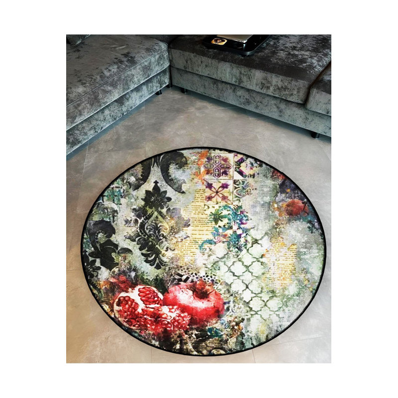 Tapis rond lavable en machine, Sous-tapis rond 4 pi 11 po inclus
