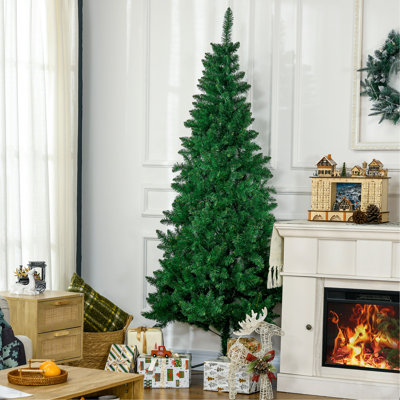 Demi-sapin de Noël artificiel 7 pi avec 52 branches, ouverture automatique, base en acier, vert