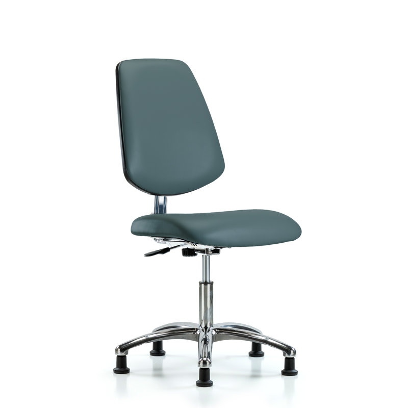 Calista Vinyl Task Chair, Colonial Blue Vinyl, Glides
