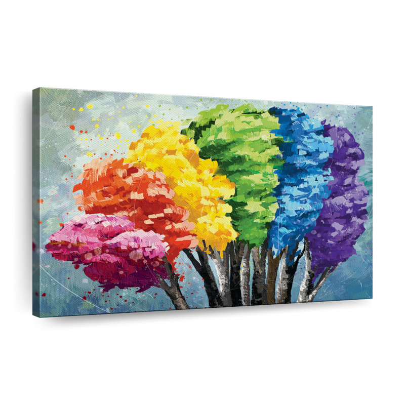Rainbow Trees, impression abstraite sur toile, H 8 po x l 12 po x P 1 po
