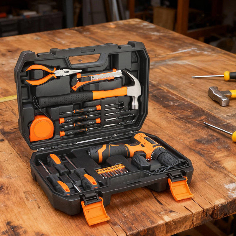 27Pcs 12V 1300Mah Cordless Drill Set, Household Tool Kit Rechargeable Cordless Power Tools With Bits, Orange