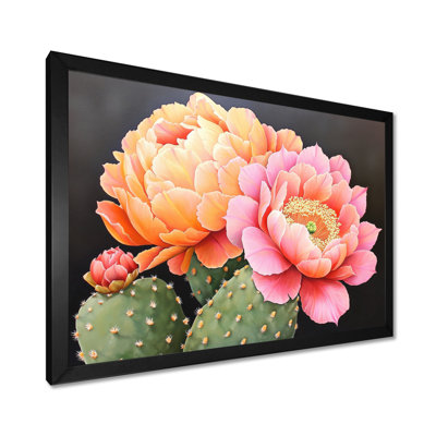 Décoration murale cactus rose et orange Bloom I - Floral