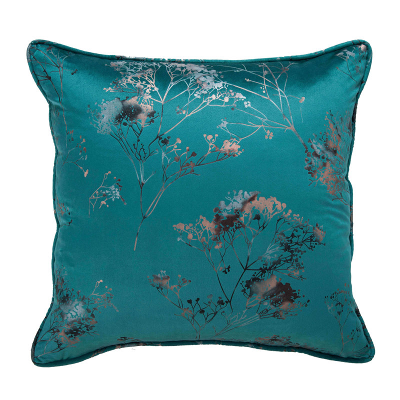 Cooksville Floral Square Cushion, Teal