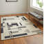 Tapis Nya Architectural Mid-Century moderne, ivoire / noir, 5 pi x 8 pi-661192337