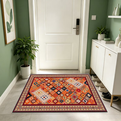 Tapis orange pour le salon, doux et confortable, convient à toutes les saisons, facile à entretenir, tapis de sol intérieur lavable à la machine, sous la table de ferme convenant à la chambre à coucher, à la salle à manger, au bureau, au balcon, au patio